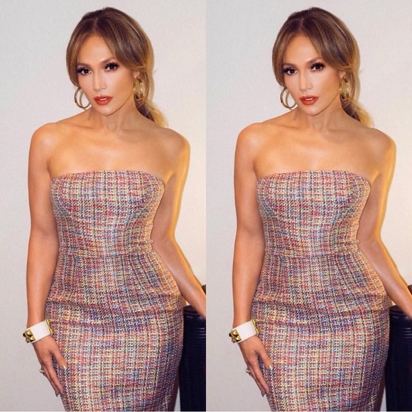 House of Cb Gabrielle Strapless Multicolor Tweed New Dress - Picture 2 of 9